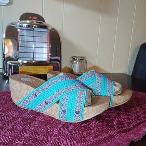 Yellow Box Turquoise and Pink Patterned Wedges